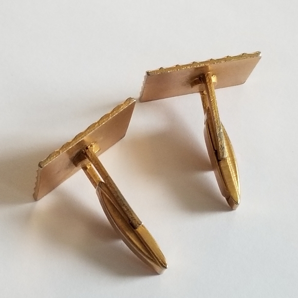 Vintage cuff links gold tone metal - Picture 12 of 13